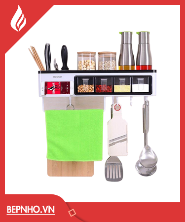 Kệ Để Đồ Nhà Bếp Kèm 3 Hũ Đựng Gia Vị Dính Tường Cao Cấp
