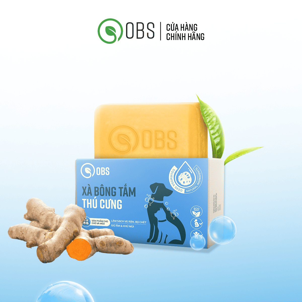 [CHÍNH HÃNG] Xà Phòng Ve Rận Thú Cưng OBS, Làm Sạch Lông Thú Cưng, Loại Bỏ Bụi Bẩn Vi Khuẩn Cho Chó Mèo Thành Phần Tự Nhiên, Thành Phần Thiên Nhiên An Toàn Lành Tính 75g