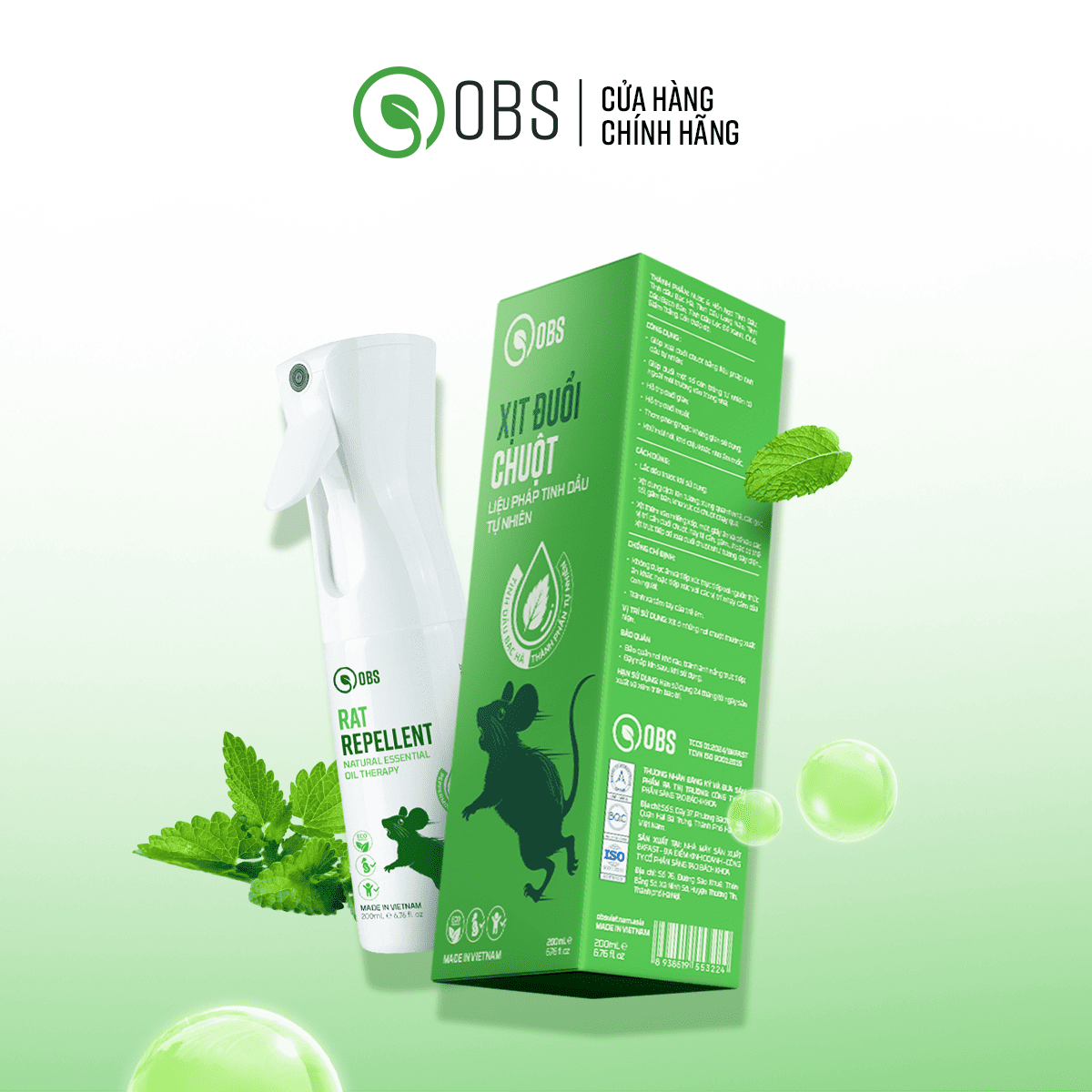 [CHÍNH HÃNG] Xịt Đuổi Chuột OBS, Thành Phần Tự Nhiên, An Toàn, Lành Tính Cho Gia Đình Và Thú Cưng 200ml