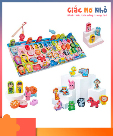 Bảng Câu Cá, Ghép Hình Montessori Đa Năng 5 Trong 1