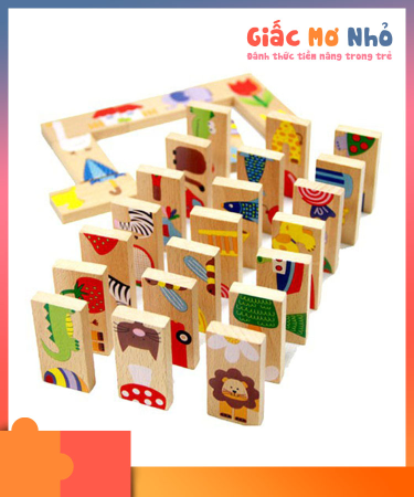 Bộ Domino Gỗ 28 Chi Tiết Hình Con Vật