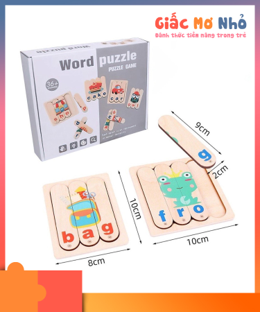 Bộ Xếp Hình Học Tiếng Anh Bằng Gỗ